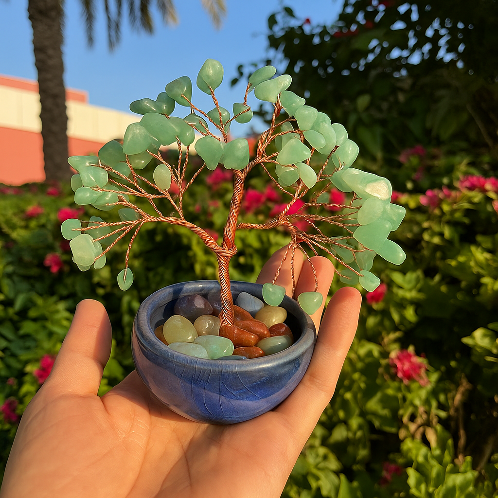 ByLuva Green Aventurine Gemstone Tree – Luck, Growth & Heart Chakra Energy