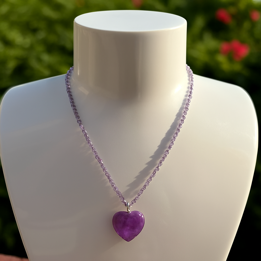 ByLuva Amethyst Heart Necklace – Protection, Intuition & Spiritual Calm