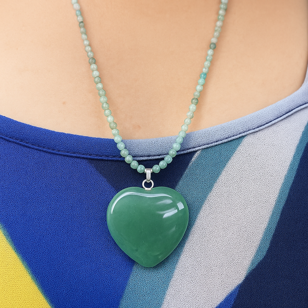 ByLuva Green Aventurine Heart Necklace – Luck, Abundance & Heart Chakra Support