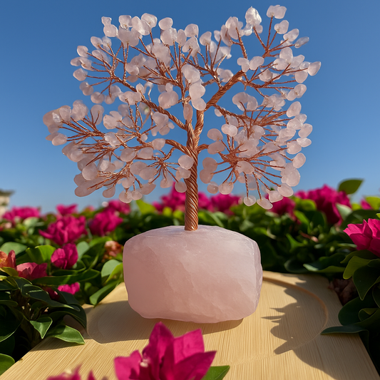 ByLuva Rose Quartz Gemstone Tree – Love, Harmony & Heart Chakra Decor