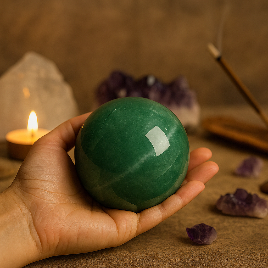 ByLuva Green Aventurine Crystal Sphere – Abundance, Luck & Heart Chakra Healing