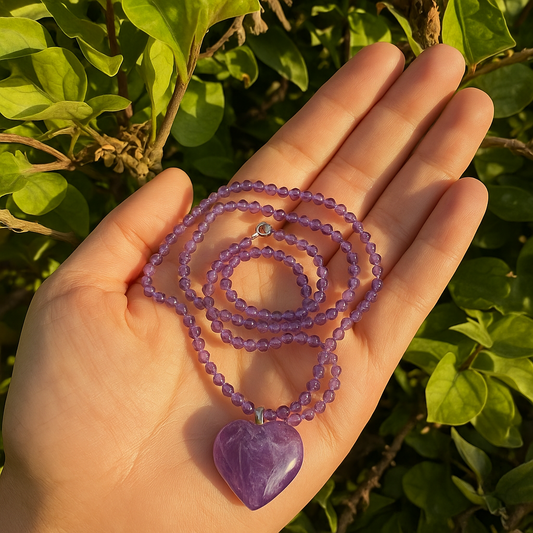 ByLuva Amethyst Heart Necklace – Protection, Intuition & Spiritual Calm