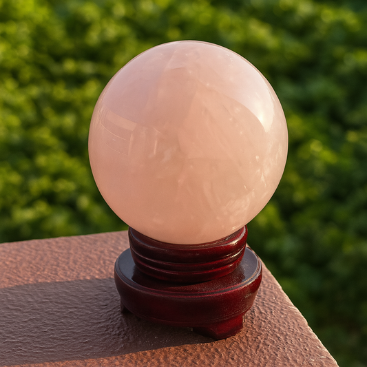 ByLuva Rose Quartz Crystal Sphere – For Love, Self-Care & Heart Chakra Healing