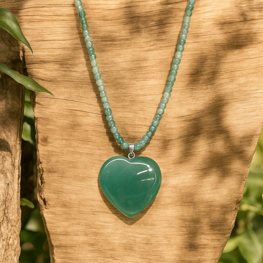 ByLuva Green Aventurine Heart Necklace – Luck, Abundance & Heart Chakra Support